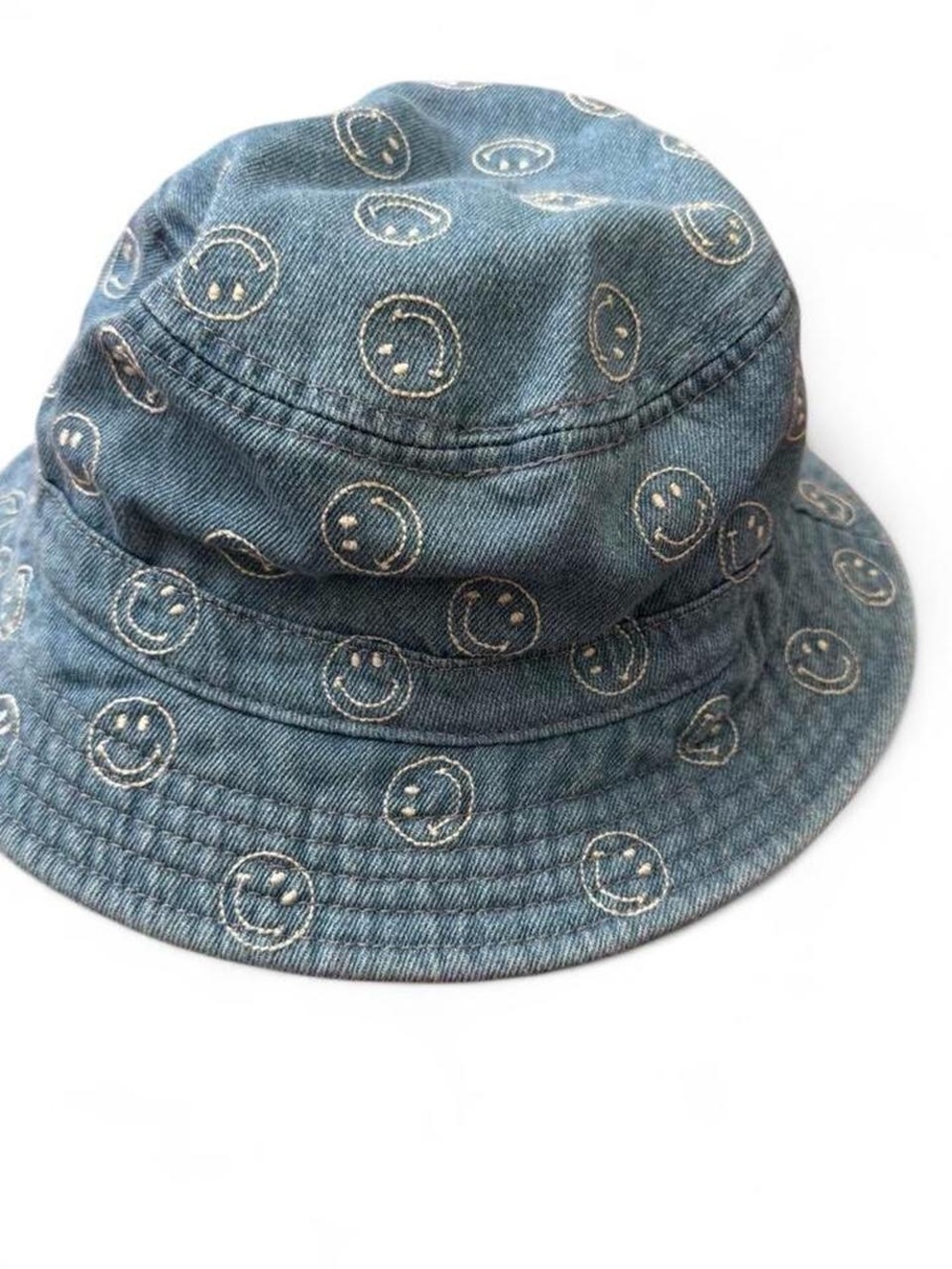 NWT American Eagle Outfitters Denim Bucket Hat with Smiley Embroidery - Picture 2 of 3